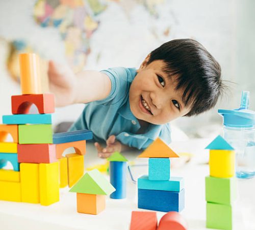 Smiling little constructor